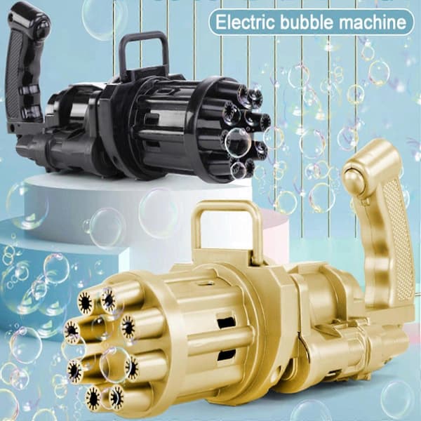 Bubble Machine Leksaker för Barn, Bubble Gun, Gatling Bubble Machine, Åtta Håls Automatisk Bubble Maker Barn Bubble Gun Utomhusleksak (Svart)