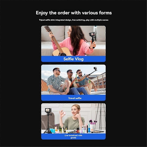 Vikbart Selfie Stick Stativ Justerbar Längd för GoPro13