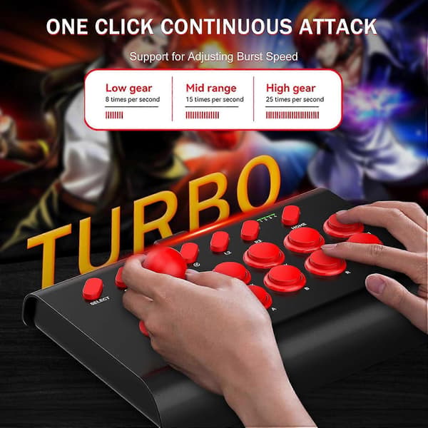 Joystick Kontroller 3-lägesanslutning för PS4/PS3/Xbox One/Switch (Svart Röd)