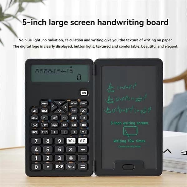 Miniräknare med skrivplatta 12 siffror LCD-display Vit