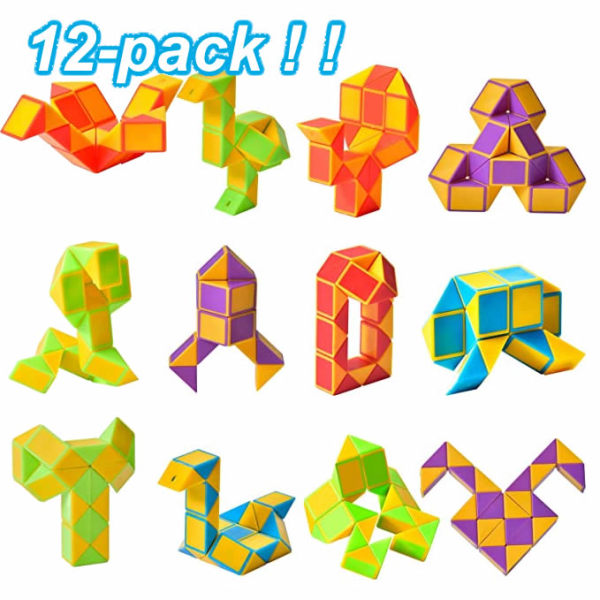 12-PACK Fidget Toy Snake Cube Mini Twist Pussel Party Present