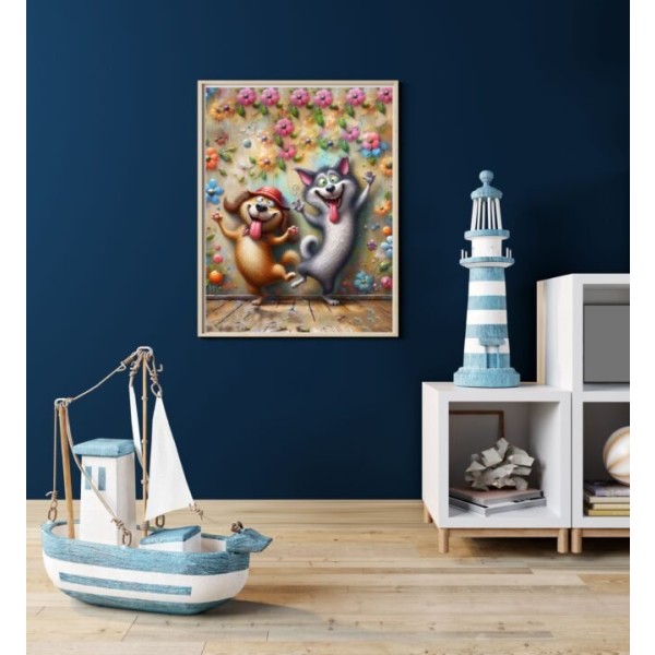 3st Barnrum Hund /Katt Affisch  50×70 CM