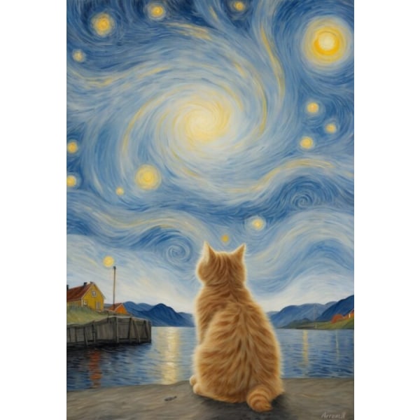 3st Katt affisch 21×30 CM