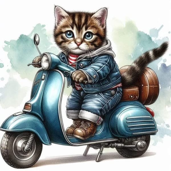 Djur på Moped Affisch A2