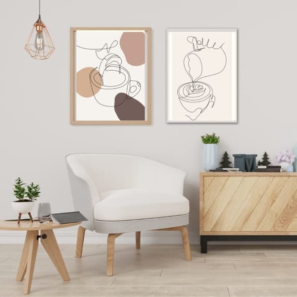 Kaffe Poster 2-pack – Line Art Coffee Prints Minimalistisk Väggkonst 50x70
