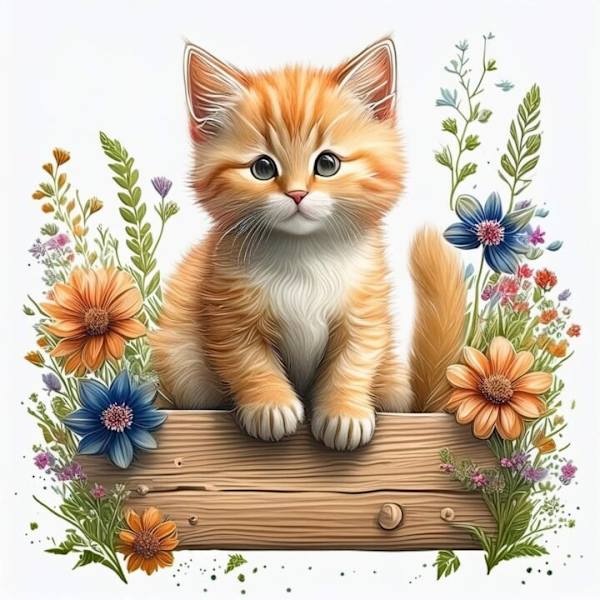 Söt Katt Affisch 40x50 cm