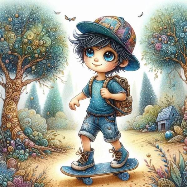 Barn med skateboard A3