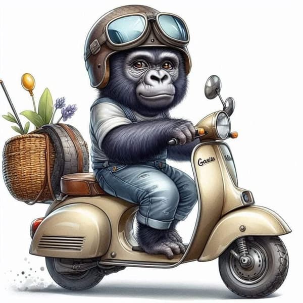 Djur på Moped Affisch A2