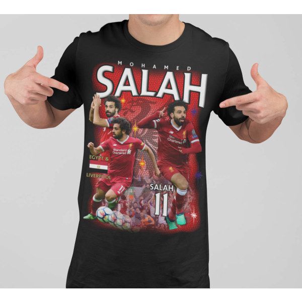 Salah - Liverpoolin musta T-paita 130cl 7-8år