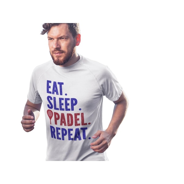 Padel sports t-shirt . Vit Eat Sleep Padel repeat sports tröja M