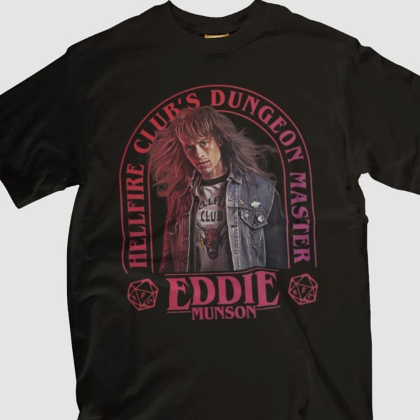Svart T-shirt - Eddie Munson Stranger things Hellfire arch M