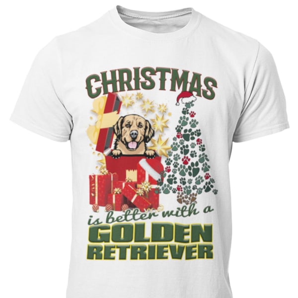Golden retriever Jul  hund t-shirt White L