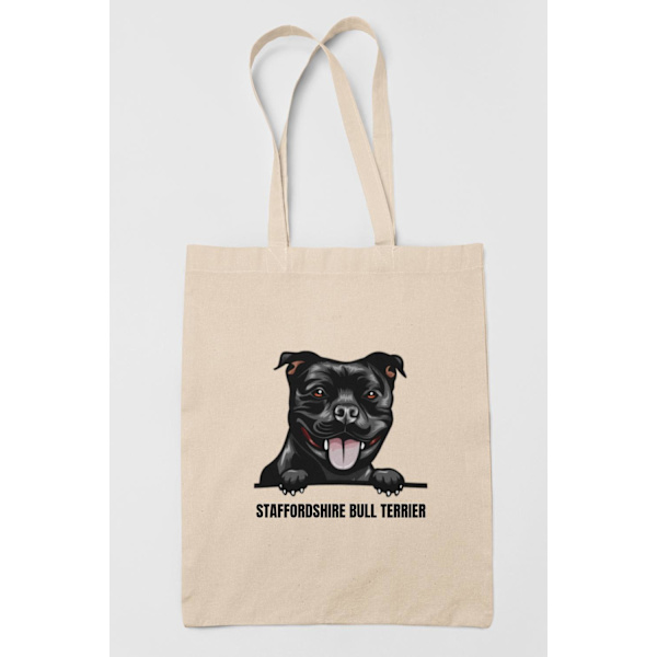 Staffordshire Bull terrier tygkasse hund shopping väska Totebag Natur one size