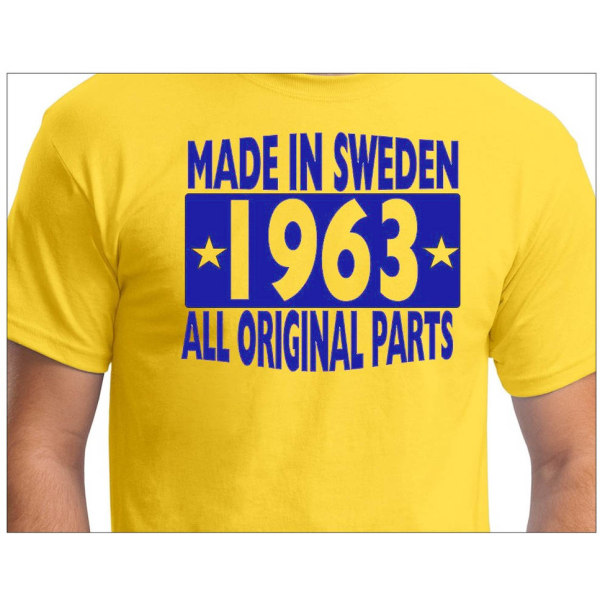 Gul T-shirt Lavet i Sverige 1963 Alle originale dele S