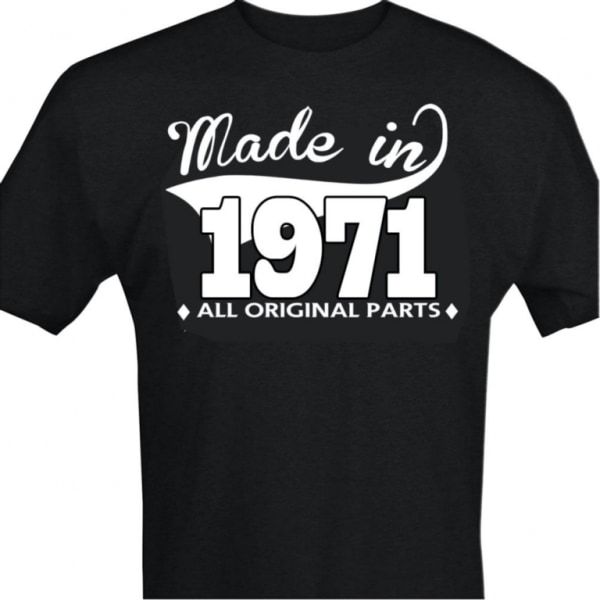 Sort T-shirt med design - Lavet i 1971 - Alle originale dele M