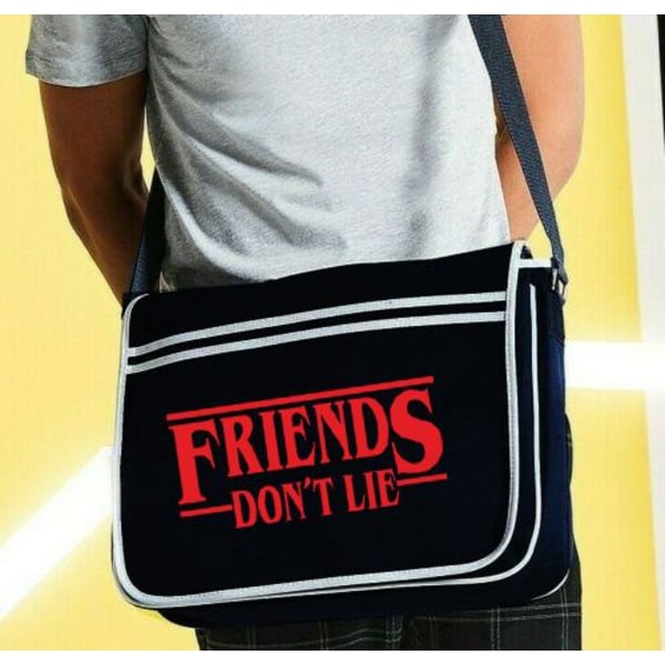 Venner lyver ikke fremmede ting taske skulderrem Sort skoletaske Black one size