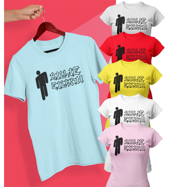 Billie Eilish dam t-shirt - flera färger Vit T-shirt - Medium 