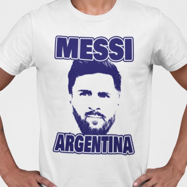 Messi Argentina -leikkaus valkoinen t-paita Red S