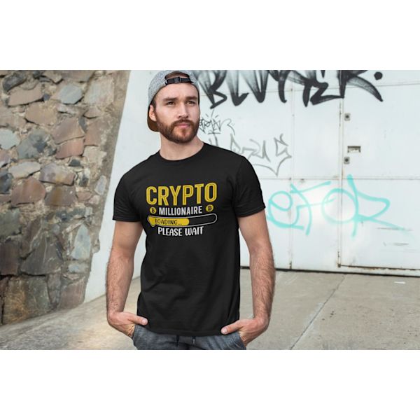 Svart T-shirt Crypto bitcoin millionare loading S