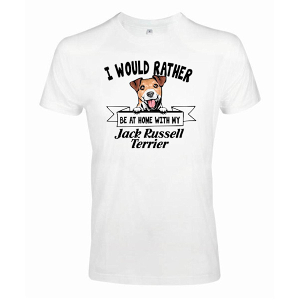 jack russel terrier Kikande hund t-shirt - Rather be with... White XXL