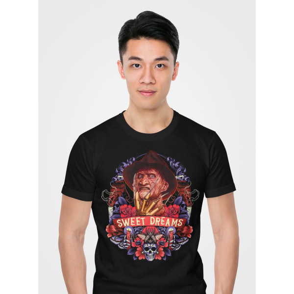 Sort gyserfilm t-shirt Freddy Krueger - søde drømme S