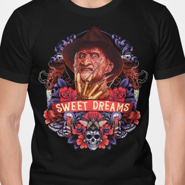 Sort gyserfilm t-shirt Freddy Krueger - søde drømme L