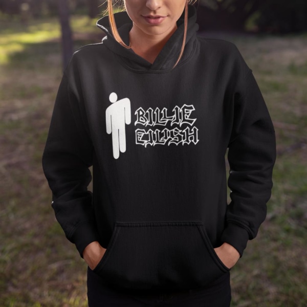 Billie Eilish huvtröja Svart Barn hoodie t-shirt LOGO 140cl 9-11år
