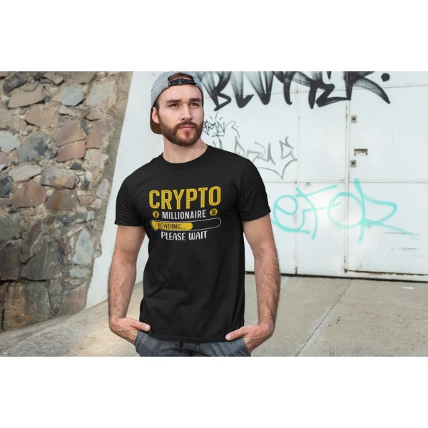 Sort T-shirt Crypto bitcoin millionær loading XXXL