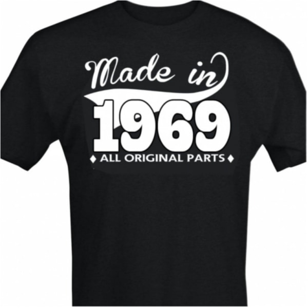 Svart T-shirt med design - Made in 1969 - All original parts L