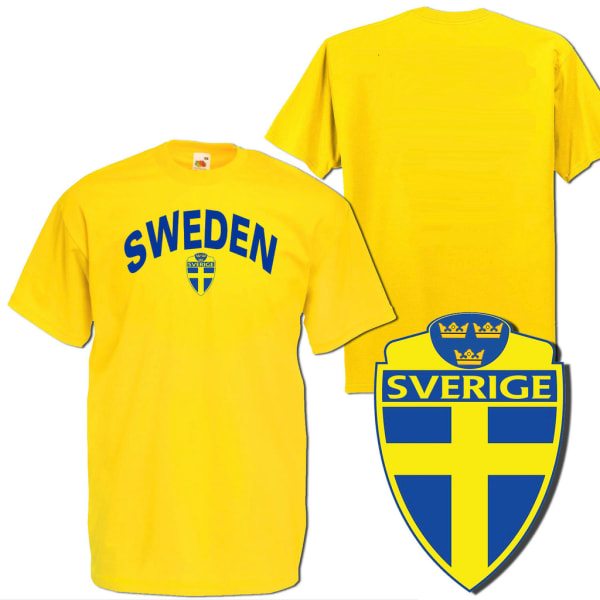 Sweden gul sverige t-shirt med tryck Yellow S