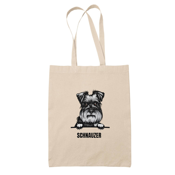 Schnauzer tygkasse hund shopping väska Tote bag Nature one size