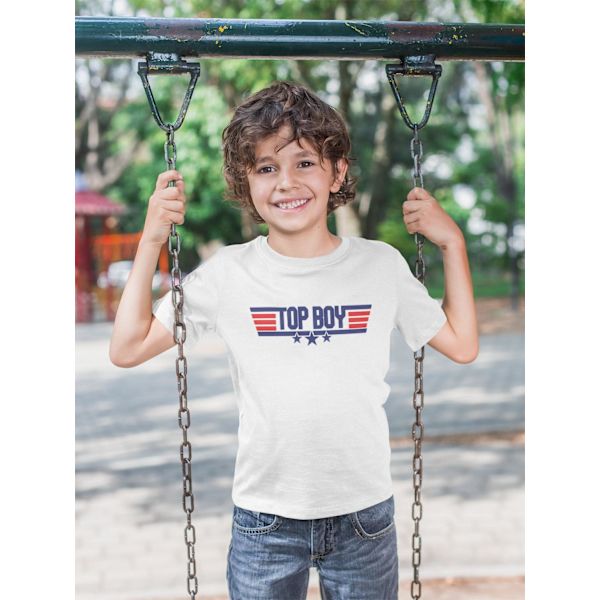 Top Boy vit t-shirt med coolt tryck fram L