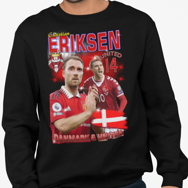 Eriksen Sweatshirt - Danmark & ​​United spillertrøje sort 128cl