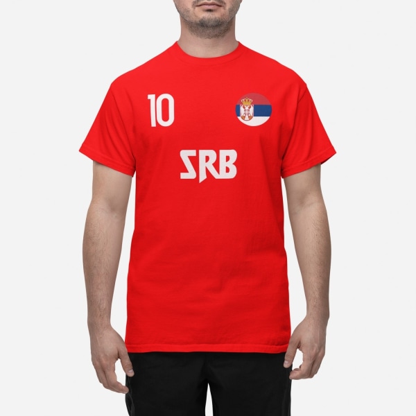 Serbiens  landslag t-shirt i röd med SRB & 10 fotboll euro24 XL