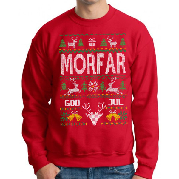 Morfar Jultröja - Christmas jumper stil röd sweatshirt XXL