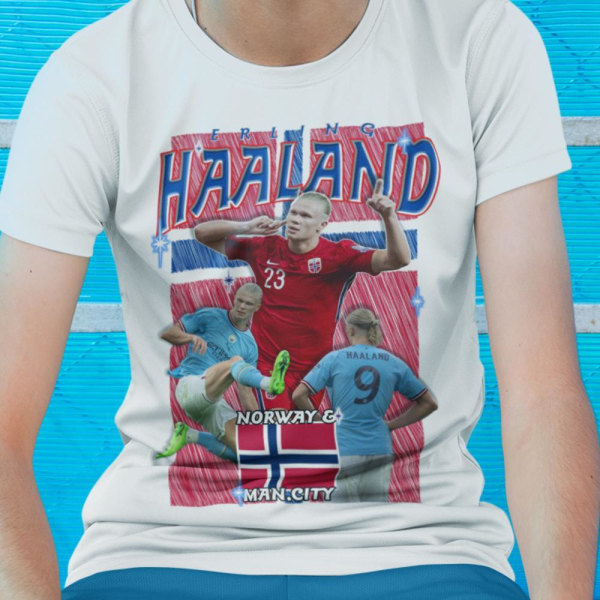 Erling Haaland Norge Manchester City t-shirt sportstrøje 140cl 9-11år