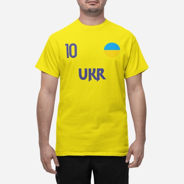 Ukraines landsholds-t-shirt i gul UKR & 10 fodbold euro24 Ukraine M