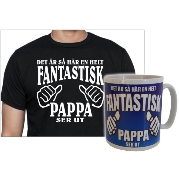 Pappa T-shirt & Mugg Paket - Hur en fantastisk Pappa ser ut XXL