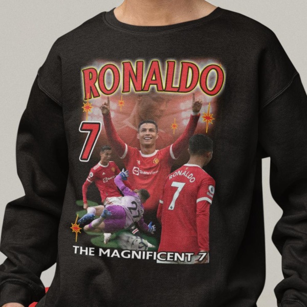 Ronaldo Sweatshirt - Man UTD & Portugal spillertrøje sort 128cl