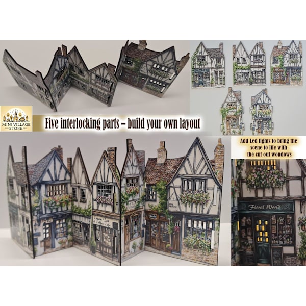 Mini byscen – LED-vänlig design by i engelsk stil -Tudor mini village