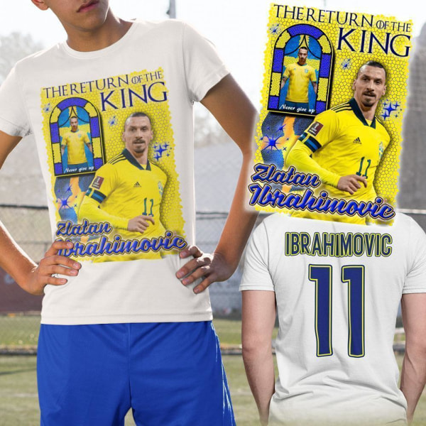 Zlatan Ibrahimovic Sverige t-shirt med Return of the king print White XL