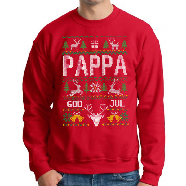 Pappa Jultröja - Christmas jumper stil röd sweatshirt L
