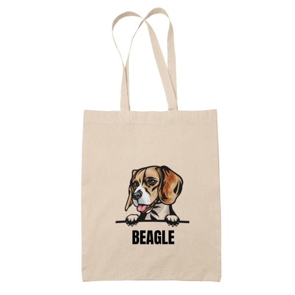 Beagle tygkasse hund shopping väska Tote bag Natur one size
