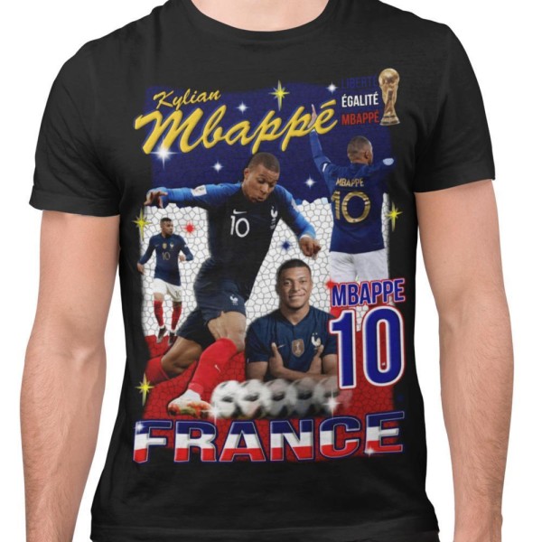 Mbappe Svart 10 t-shirt France stil VM 164cl