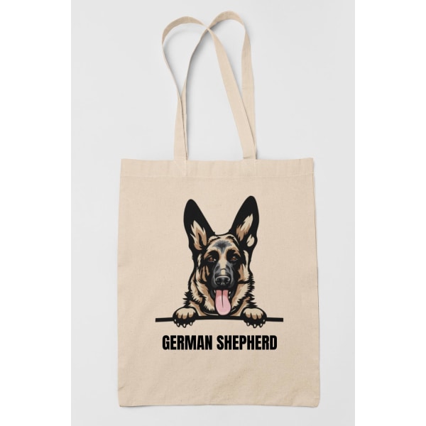 German Shepherd tygkasse hund shopping väska Tote bag schäfer Natur one size