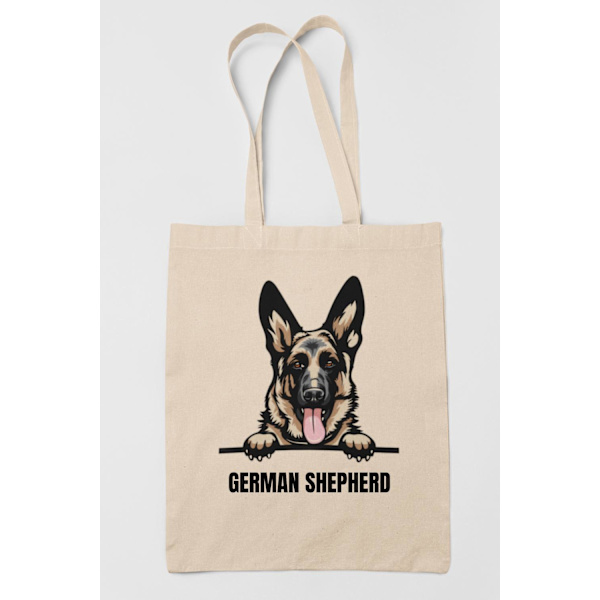 German Shepherd tygkasse hund shopping väska Tote bag schäfer Natur one size