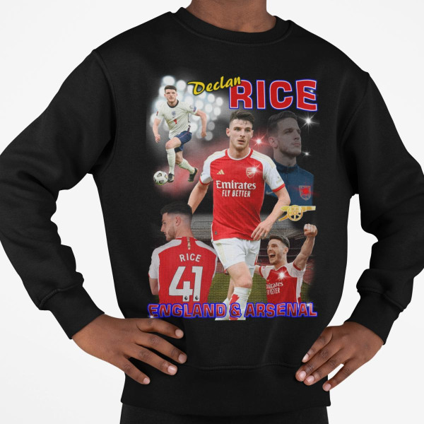 Declan Rise Arsenal & England sort sweatshirt 140cl 9-11 år