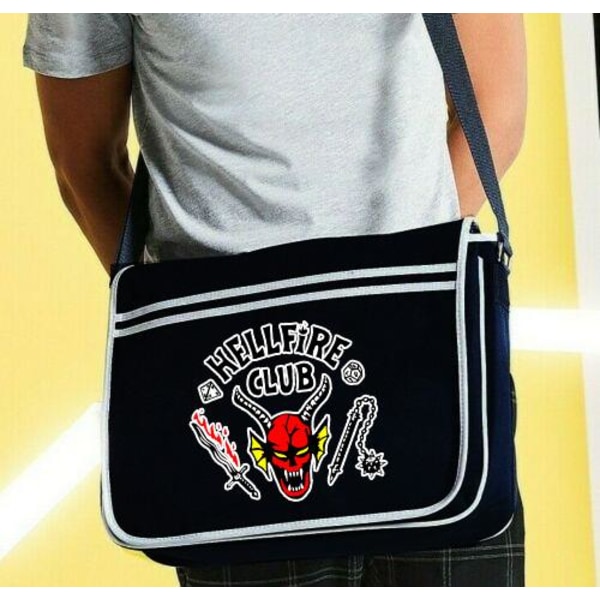 Hellfire stranger things väska med axelrem - skolväska axelväska Black one size
