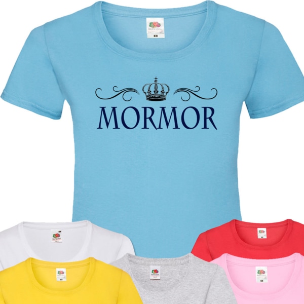 Mormor t-shirt - flera färger - krona design Rosa T-shirt - XXL 