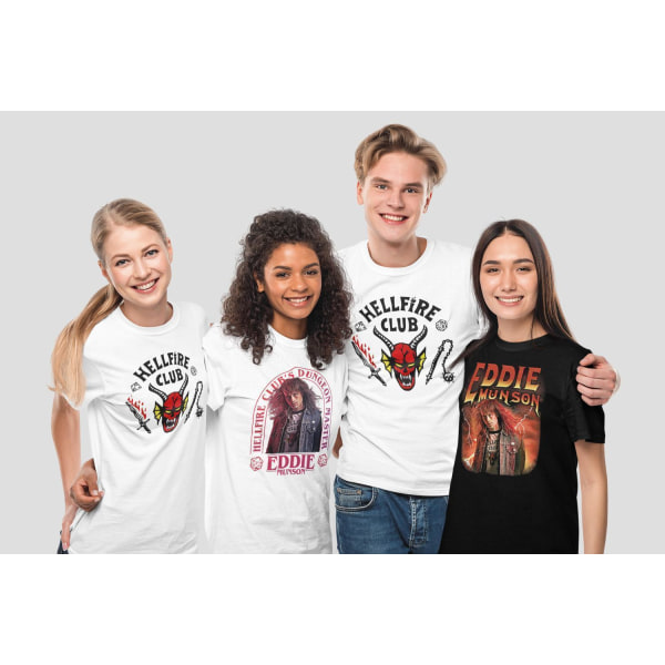 Vit & svart T-shirt Stranger things Hellfire märke unisex XXL